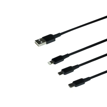 Кабель USB Borofone BX72 3-in-1 IP+Type-C+Micro Чорний