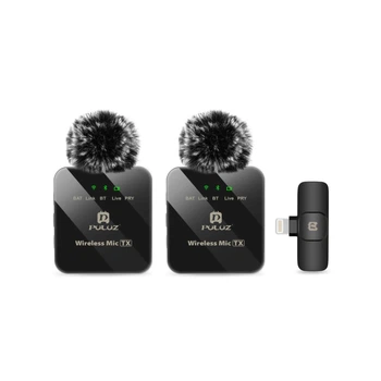 Мікрофон Puluz для iPhone/iPad 8-контактний приймач і два мікрофони Black (PU647B)