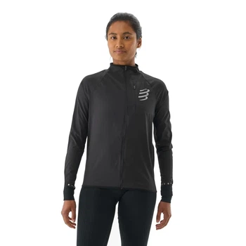 Куртка женская ветровка для бега легкая спортивная ветрозащитная Compressport Hurricane Windproof Jacket Wmn Black S (100078630)