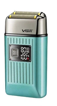 Електробритва VGR V-357 сіткова акумуляторна, шейвер для обличчя і голови, подвійні титанові сітки, 150 хв роботи, LED дисплей, тример для окантовки, IPX6 водозахист, професійна бритва для дому та барбера