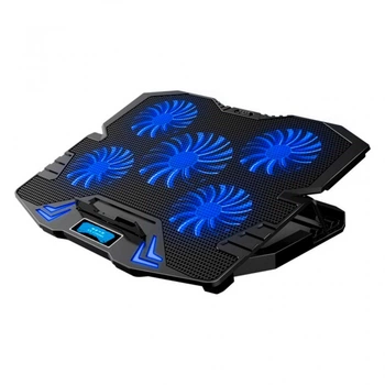 Подставка для ноутбука IceCoorel 10-15", 1*125mm 1400 RPM + 4*70mm 2500 RPM, 2*USB, 365x297x30mm, Blue (K5Bl) (15566)