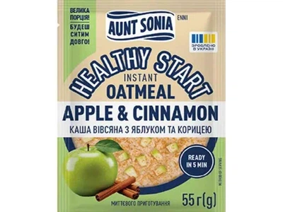 Каша Тетя Соня овсяная быстрого приготовления с яблоком и корицей 55г