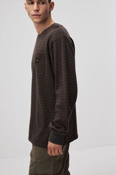 Лонгслів в смужку чоловічий Diverse CLTN LG STRIPE XL Графіт-Коричневий 5905384206428)