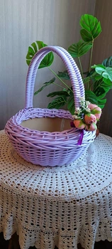 Пасхальная корзина из ротанга 6л с цветочным декором