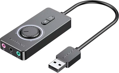 Adapter Vention USB External Sound Card 1 m Gray Metal Type (6922794754676)