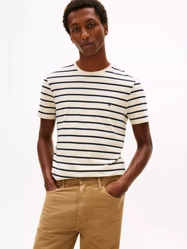 Футболка хлопковая длинная мужская Tommy Hilfiger 78JA565-AFA L Beige Heather Stripe (198296685206)