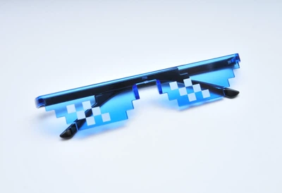 Піксельні окуляри Minecraft Майнкрафт окуляри сонячні Восьмибітні окуляри Pixel glasses синього кольору