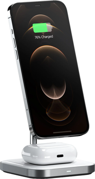 Bezprzewodowa ładowarka Satechi 2-in-1 Magnetic Wireless Charging Stand White (ST-WMCS2M)