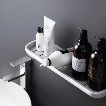 Полка клеящаяся MBM HOME BP-18 WHITE/GRAY пластиковая бело-серая