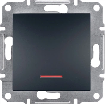 Schneider Electric Asfora Выключатель одинарный с подсветкой, антрацит, без рамки EPH1400171
