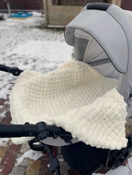 Плюшевий в'язаний дитячий плед "Плетінка" 80 на 80 см №62 - Молочний