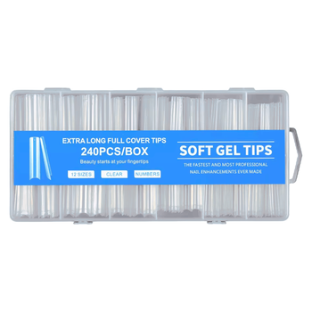 Гелевые типсы прозрачные Soft Gel Tips Blue 240 шт