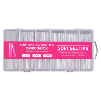 Гелевые типсы прозрачные Soft Gel Tips Raspberry 240 шт