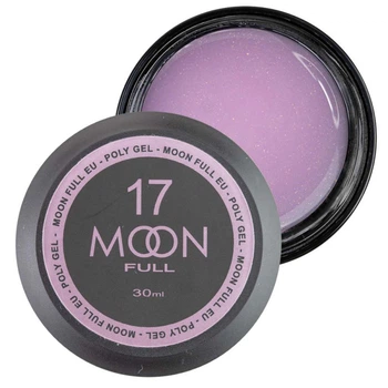 Полигель Moon Full для наращивания ногтей Poly Gel №17 лилово-белый с шиммером 30 мл