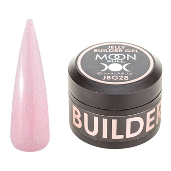 Гель-желе Moon Full для нарощування Jelly Builder Gel №28 ніжно-рожевий напівпрозорий із шимером 30 мл