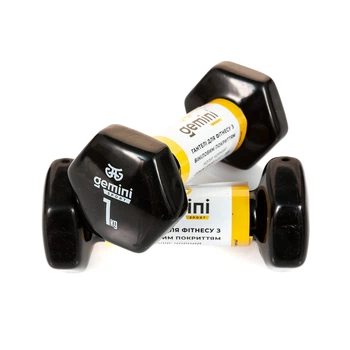 Гантели Gemini Sport для фитнеса с виниловым покрытием 2шт по 1.0кг GSD-1.0BK