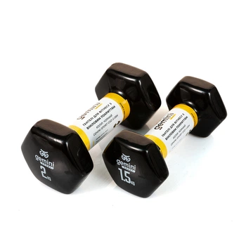 Гантели для фитнеса Gemini 2шт. × 2 кг, с виниловым покрытием, черные, пара, GSD-2.0BK