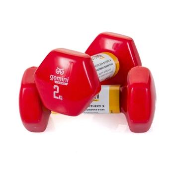 Гантели Gemini Sport для фитнеса с виниловым покрытием 2шт по 2.0кг GSD-2.0RED