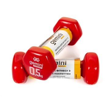 Гантели Gemini Sport для фитнеса с виниловым покрытием 2шт по 0.5кг GSD-0.5RED