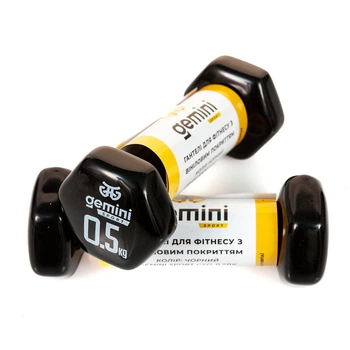 Гантели Gemini Sport для фитнеса с виниловым покрытием 2шт по 0.5кг GSD-0.5BK