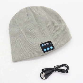 Портативная колонка ШАПКА с bluetooth наушниками SPS Hat BT True. Цвет: серый