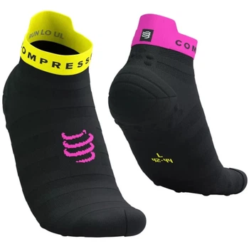 Профессиональные носки для триатлона Compressport Pro Racing Socks V4.0 Ultralight Run Low Black/safe yellow/neo pink S (100038033)