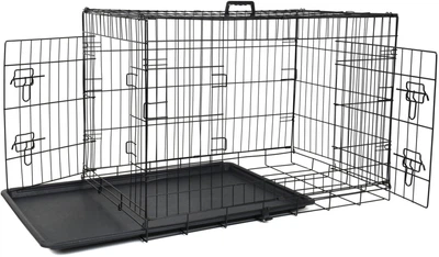 Клетка для животных Funfit XL 92x57x64 см, металлическая, черная, транспортная, с выдвижным поддоном, для собак и котов