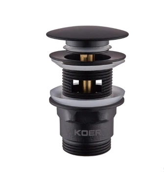 Донный клапан для раковины с переливом Koer PW-03-05 1 1/4'' кнопка чёрный KR3396