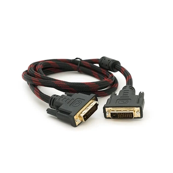 Кабель Merlion Dvi-Dvi 1.5m, 2 ферити, обплетення, Black/Red, 24/24pin, (Пакет) Q200