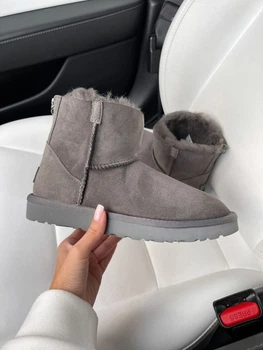 Жіночі угг Міні Замш Сірі Змійка UGG Classic Mini Grey Suide Zipper (39, сірий)