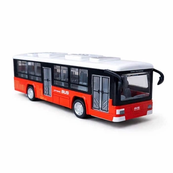 Игрушечный автобус Clm-0771B 20 см — инерционный городской автобус со светом, звуком и дверцами, красный
