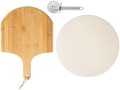 Kamień do pieczenia pizzy Orion 279072 z łopatą i nożem 3 elementy (5907610289083)