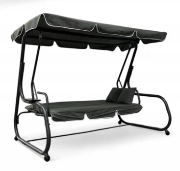 Садовые качели IdealGarden, 3‑местные, графитовые металл + ткань, 220×130×175 см, 260 кг
