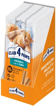 Упаковка преміум м'ясних паличок для котів Club 4 Paws 5 г 3 шт з високим вмістом тунця (D5153102)