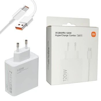 Сетевое зарядное устройство Xiaomi 120W / 6A USB быстрая зарядка Mi Turbo Charge и QC4.0 + кабель Type-C White