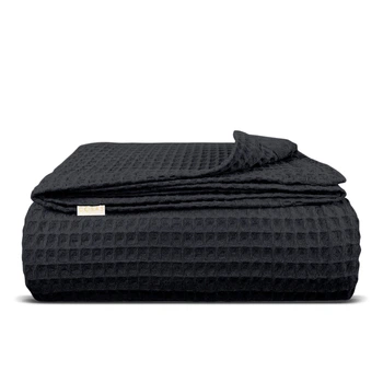 Плед покрывало вафельное COSAS Black Greek Waffle 75x95 см Черный