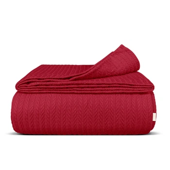Плед покривало кіска COSAS Merlot Knitted Braid 75x95 см Червоний