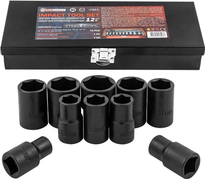Набор ударных инструментов в металлическом кейсе Forcekraft FK-4122-5 12 пр. 1/2" (6-гр.) (10-24 мм) (СТ-00184104)