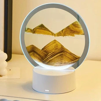Настільний Нічник LED 3D Пісочний Годинник Sandscape, RGB підсвітка, рухомий пісок, USB/AA Помаранчевий