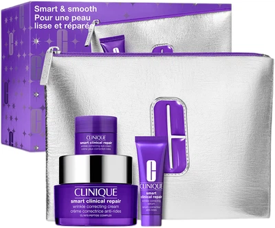 Набір для догляду за обличчям Clinique Smart Clinical Repair Косметичка + Сироватка для обличчя 50 мл + Крем для обличчя 10 мл + Крем для шкіри навколо очей 5 мл (192333275030)