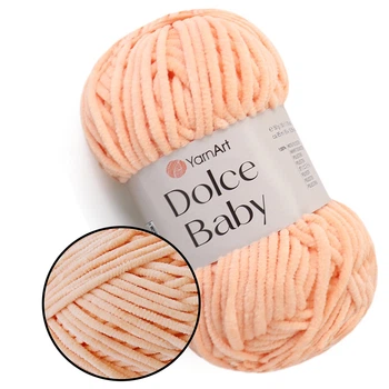 YarnArt Dolce Baby, Персик №773 − плюшевая пряжа ЯрнАрт Дольче Беби, 50 г / 85 м, для вязания игрушек, пледов, пинеток и детской одежды