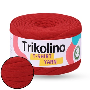 Трикотажная пряжа Trikolino 7-9mm XL, Красный, 120м, для вязания корзин, ковриков, сумок, косметичек, Триколино