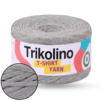 Трикотажная пряжа Trikolino 7-9mm M, Серый меланж, 60м, для вязания корзин, ковриков, сумок, косметичек, Триколино