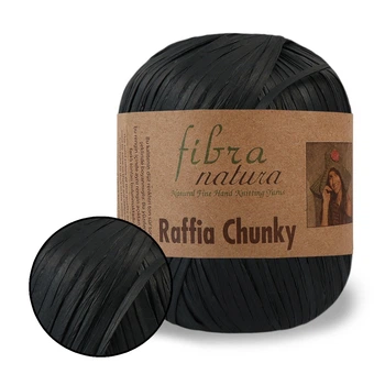 Пряжа FibraNatura Raffia Chunky, Черный №114-22, пряжа для сумок. Целлюлоза, 100г 120м, рафия.