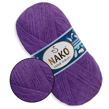 Nako Mohair Delicate, Сиреневый №6118 - пряжа Мохер Деликат 100 г / 500 м, 85% акрил, 10% шерсть, 5% мохер, тонкая, для шалей, свитеров