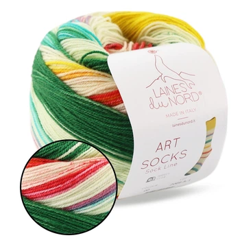 Laines du Nord Art Sock, №02, носочная пряжа 100г/420м, 75% шерсть / 25% нейлон, секционное окрашивание