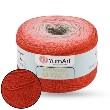 YarnArt Flowers Alpaca, №421 - напіввовняна пряжа 250 г / 940 м, альпака з акрилом, градієнтне секційне фарбування для палантинів, кардиганів
