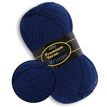 Premium Yarn Winter, Темно-синій №611 - шкарпеткова пряжа 100 г / 410 м, 75% вовна superwash / 25% поліамід, тонка пряжа для шкарпеток і зимових вироб