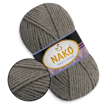 Nako Sport Wool, Темно-серый №922, полушерстяная пряжа, 100 г / 120 м, 25% шерсть / 75% акрил, для снудов, шапок, кардиганов