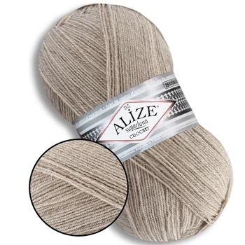 Alize Tig Super Lana, Беж меланж №152 - тонка пряжа 100 г / 570 м, 25% вовна, 75% акрил, для светрів, шарфів, шапок, Супер Лана Тіг